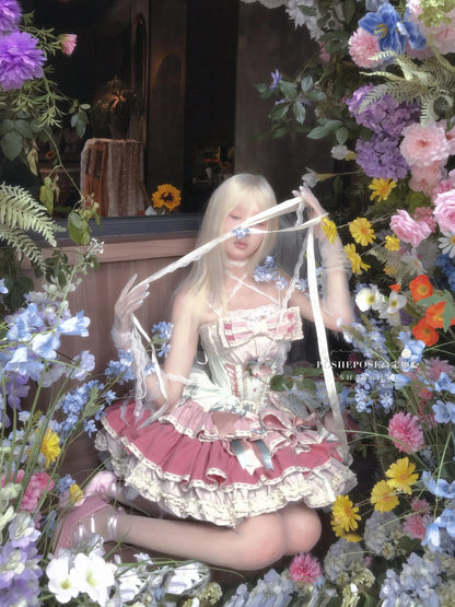 New Girls Birthday Lolita Dress 2025 Spring and Summer Women's Tube Top Satin Bowknot Slim Pettiskirt Short Mini Party Dress SS69