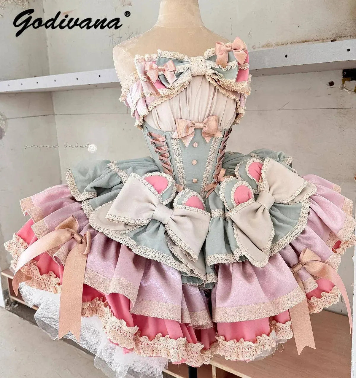New Girls Birthday Lolita Dress 2025 Spring and Summer Women's Tube Top Satin Bowknot Slim Pettiskirt Short Mini Party Dress SS69