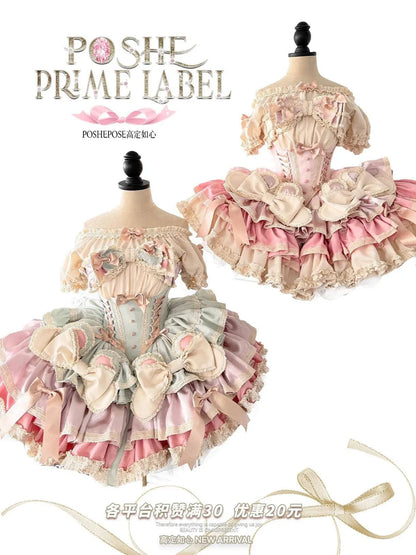 New Girls Birthday Lolita Dress 2025 Spring and Summer Women's Tube Top Satin Bowknot Slim Pettiskirt Short Mini Party Dress SS69