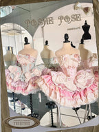 New Girls Birthday Lolita Dress 2025 Spring and Summer Women's Tube Top Satin Bowknot Slim Pettiskirt Short Mini Party Dress SS69