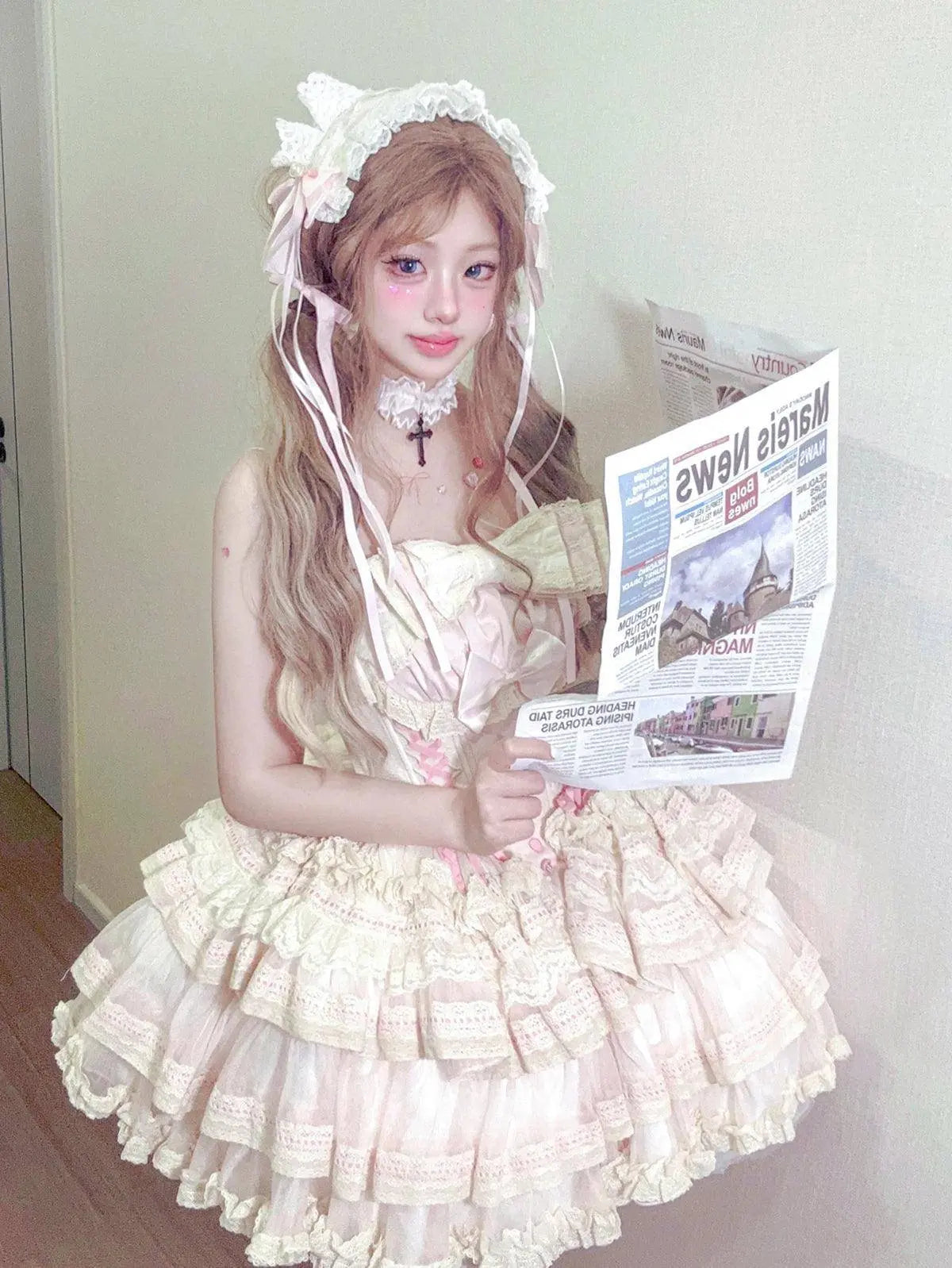 New Girls Birthday Lolita Dress 2025 Spring and Summer Women's Tube Top Satin Bowknot Slim Pettiskirt Short Mini Party Dress SS69