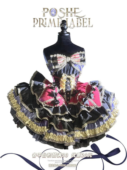 New Girls Birthday Lolita Dress 2025 Spring and Summer Women's Tube Top Satin Bowknot Slim Pettiskirt Short Mini Party Dress SS69