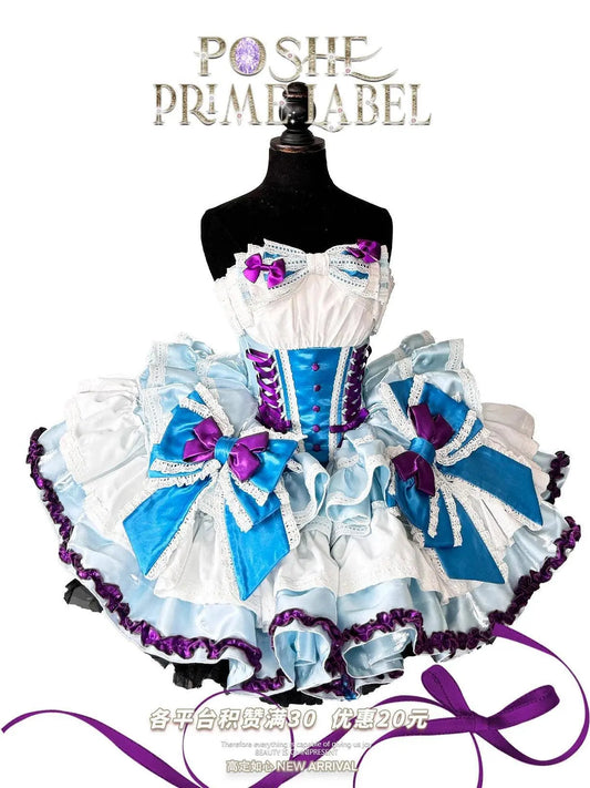 New Girls Birthday Lolita Dress 2025 Spring and Summer Women's Tube Top Satin Bowknot Slim Pettiskirt Short Mini Party Dress SS69