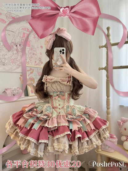 New Girls Birthday Lolita Dress 2025 Spring and Summer Women's Tube Top Satin Bowknot Slim Pettiskirt Short Mini Party Dress SS69