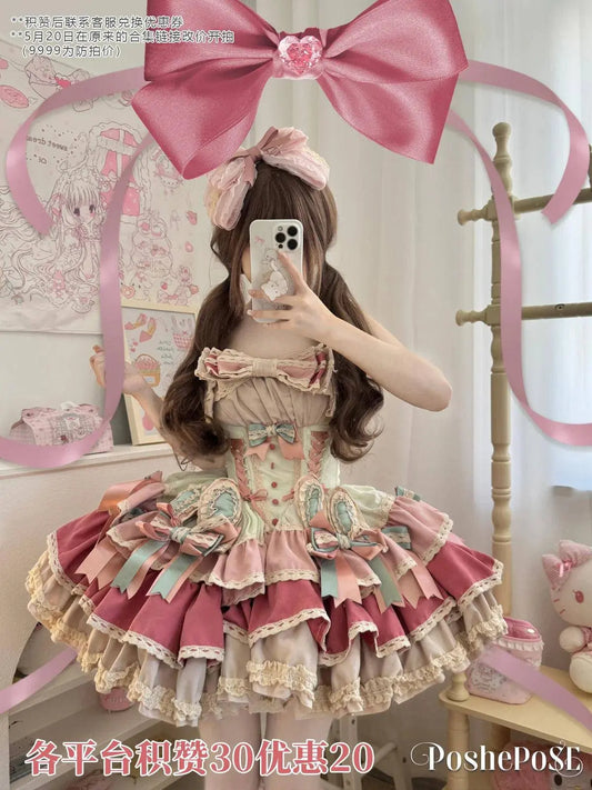 New Girls Birthday Lolita Dress 2025 Spring and Summer Women's Tube Top Satin Bowknot Slim Pettiskirt Short Mini Party Dress SS69