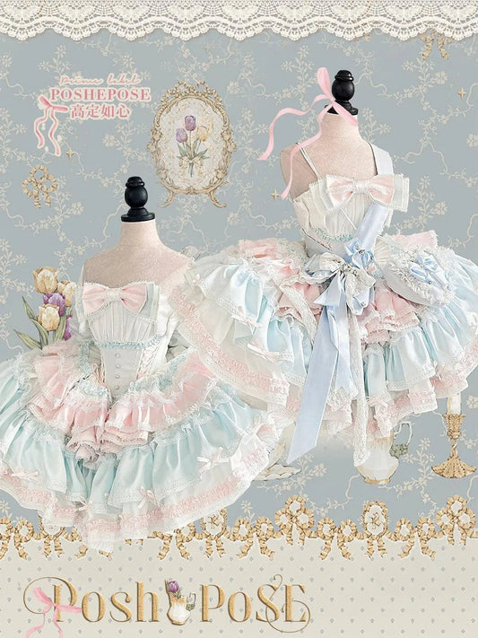 New Girls Birthday Lolita Dress 2025 Spring and Summer Women's Tube Top Satin Bowknot Slim Pettiskirt Short Mini Party Dress SS69