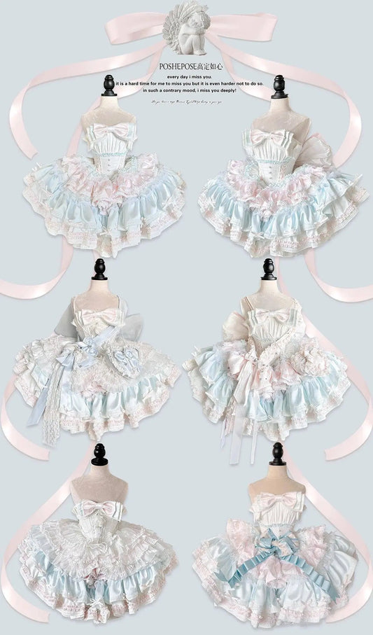 New Girls Birthday Lolita Dress 2025 Spring and Summer Women's Tube Top Satin Bowknot Slim Pettiskirt Short Mini Party Dress SS69