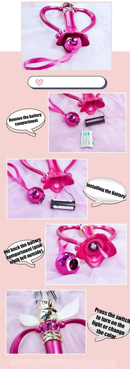 New Sailor Magic Moon Stick Umbrella Transparent Sailormoon Paraguas for Women Girls Luminous Umbrellas Rain Gear Kids Gifts SS69