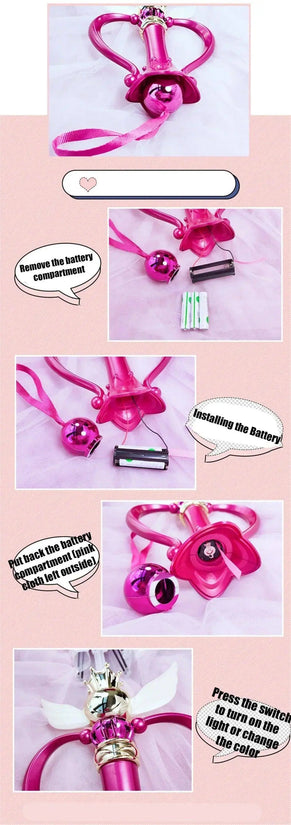 New Sailor Magic Moon Stick Umbrella Transparent Sailormoon Paraguas for Women Girls Luminous Umbrellas Rain Gear Kids Gifts SS69