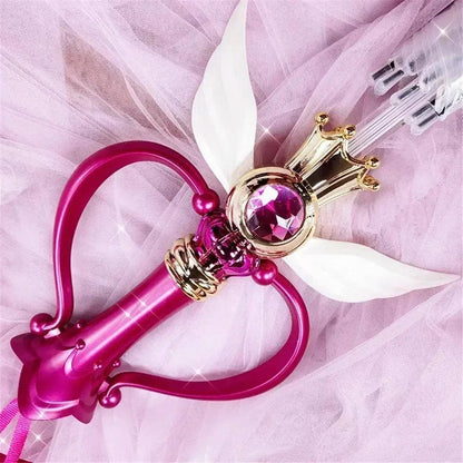 New Sailor Magic Moon Stick Umbrella Transparent Sailormoon Paraguas for Women Girls Luminous Umbrellas Rain Gear Kids Gifts SS69