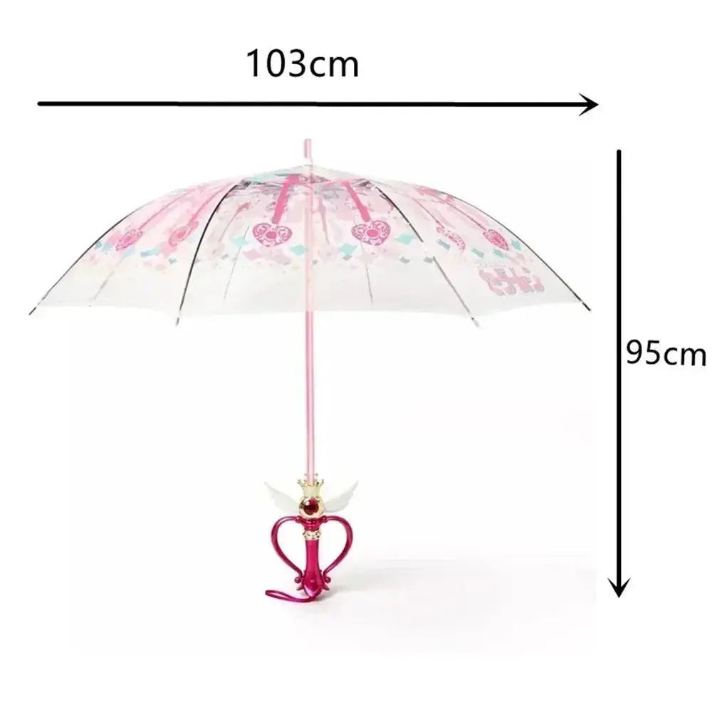 New Sailor Magic Moon Stick Umbrella Transparent Sailormoon Paraguas for Women Girls Luminous Umbrellas Rain Gear Kids Gifts SS69