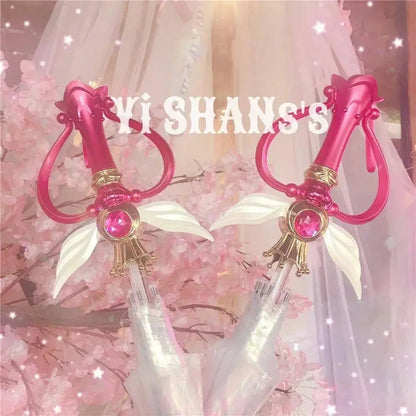 New Sailor Magic Moon Stick Umbrella Transparent Sailormoon Paraguas for Women Girls Luminous Umbrellas Rain Gear Kids Gifts SS69