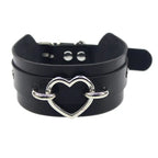 New Sexy Harajuku PU Leather Chain Heart Pendant Necklaces Women Men Punk Neck Gothic Black Pink Choker Necklace Cool Collar - SS69