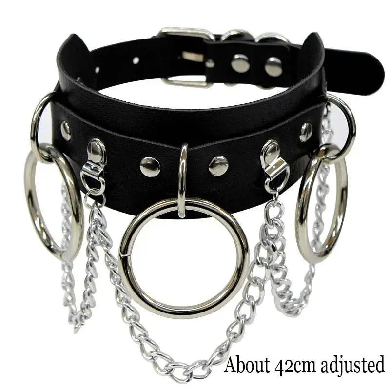 New Sexy Harajuku PU Leather Chain Heart Pendant Necklaces Women Men Punk Neck Gothic Black Pink Choker Necklace Cool Collar - SS69