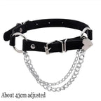New Sexy Harajuku PU Leather Chain Heart Pendant Necklaces Women Men Punk Neck Gothic Black Pink Choker Necklace Cool Collar - SS69