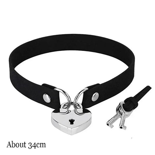 New Sexy Harajuku PU Leather Chain Heart Pendant Necklaces Women Men Punk Neck Gothic Black Pink Choker Necklace Cool Collar - SS69