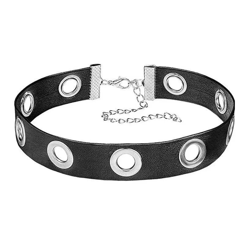 New Sexy Harajuku PU Leather Chain Heart Pendant Necklaces Women Men Punk Neck Gothic Black Pink Choker Necklace Cool Collar - SS69