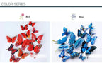 New Style 12Pcs Double Layer 3D Butterfly Wall Stickers Home Room Decor Butterflies For Wedding Decoration Magnet Fridge Decals SS69