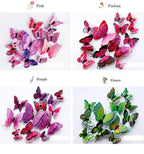 New Style 12Pcs Double Layer 3D Butterfly Wall Stickers Home Room Decor Butterflies For Wedding Decoration Magnet Fridge Decals SS69
