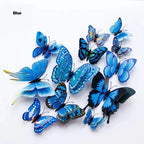 New Style 12Pcs Double Layer 3D Butterfly Wall Stickers Home Room Decor Butterflies For Wedding Decoration Magnet Fridge Decals SS69