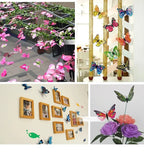 New Style 12Pcs Double Layer 3D Butterfly Wall Stickers Home Room Decor Butterflies For Wedding Decoration Magnet Fridge Decals SS69