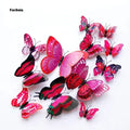 New Style 12Pcs Double Layer 3D Butterfly Wall Stickers Home Room Decor Butterflies For Wedding Decoration Magnet Fridge Decals SS69 7.69 Fuchsia