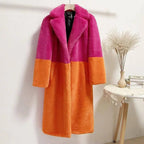 New Women Contrast Color Mink Faux Fur Coat Winter Fur Lady Long Coat искусственная шуба SS69