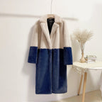 New Women Contrast Color Mink Faux Fur Coat Winter Fur Lady Long Coat искусственная шуба SS69