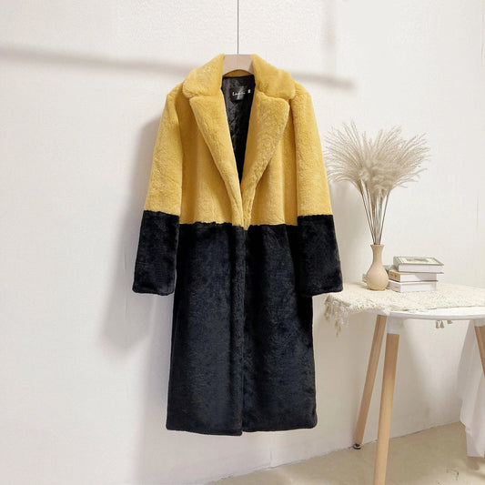 New Women Contrast Color Mink Faux Fur Coat Winter Fur Lady Long Coat искусственная шуба SS69