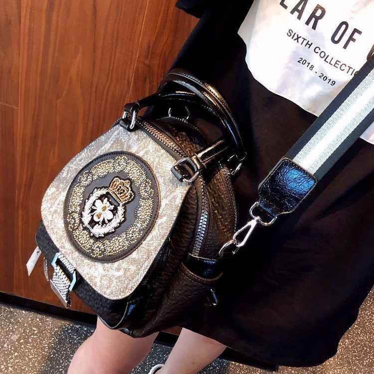 Super Hot Hot Rhinestone Backpack Women's 2025 New Fashion Women's Backpack High-end Genuine Leather Crossbody Bag Light Luxury