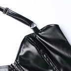 Punk Faux Leather Cropped Jacket with Rivets - Women's Streetwear