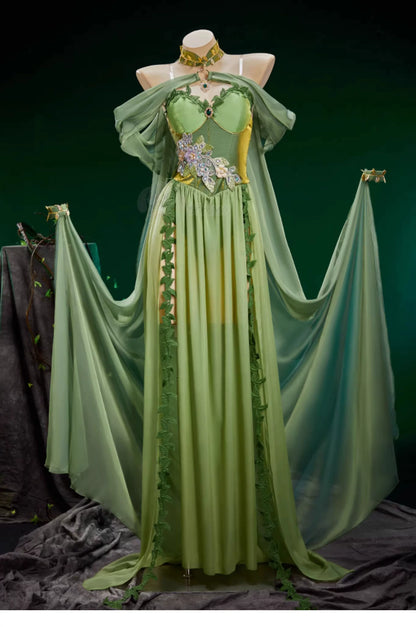 Pamela Lillian Isley Cosplay Ivy Cosplay Costume Doujin Elven Outfit Long Dress Medieval Vintage For Hallowmas Party