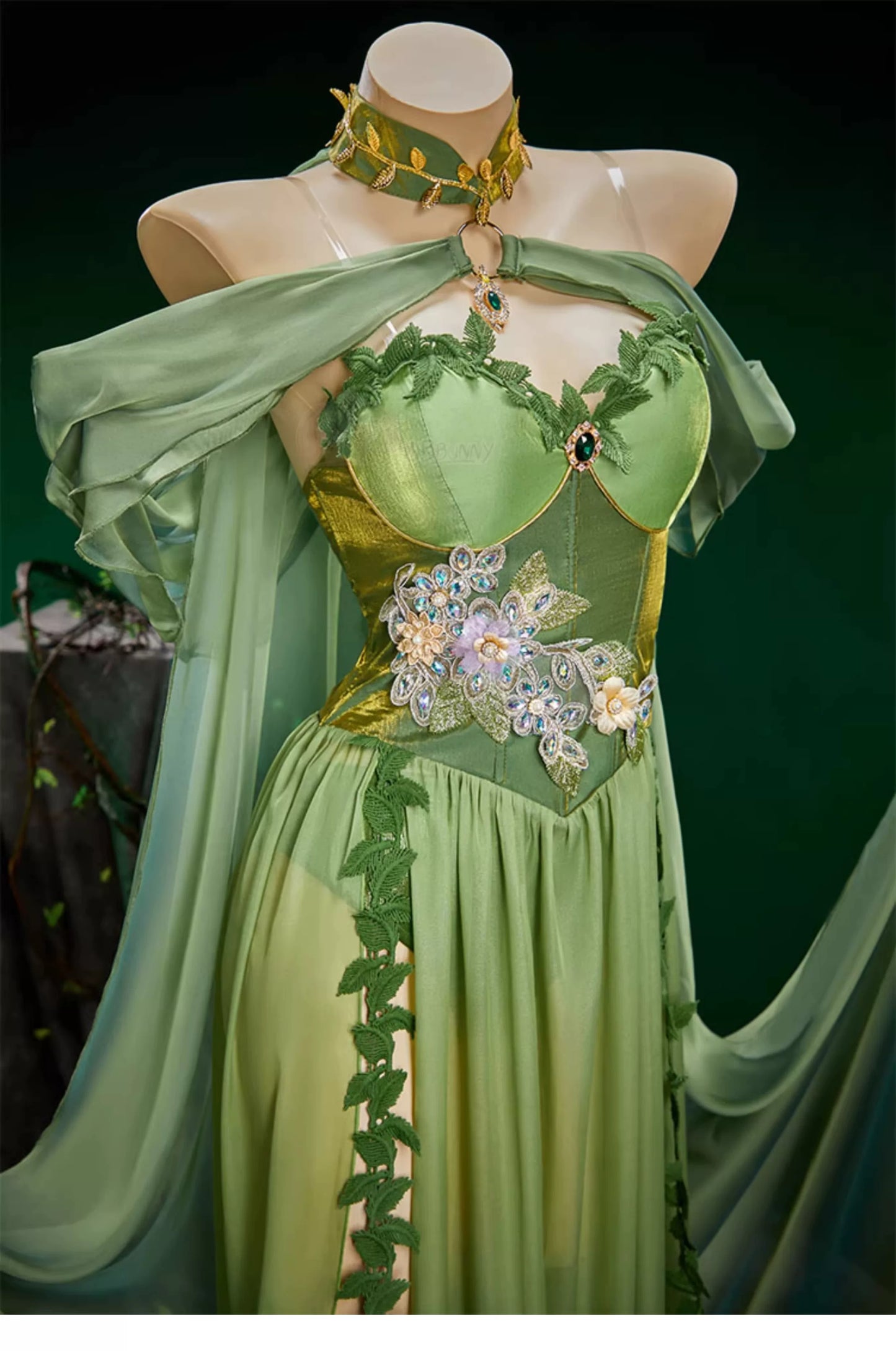 Pamela Lillian Isley Cosplay Ivy Cosplay Costume Doujin Elven Outfit Long Dress Medieval Vintage For Hallowmas Party