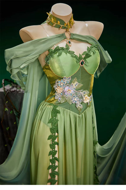 Pamela Lillian Isley Cosplay Ivy Cosplay Costume Doujin Elven Outfit Long Dress Medieval Vintage For Hallowmas Party