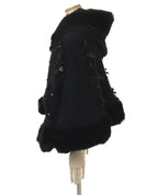 Godivana Faux Rabbit Fur Cape Coat with Rhinestone Bow