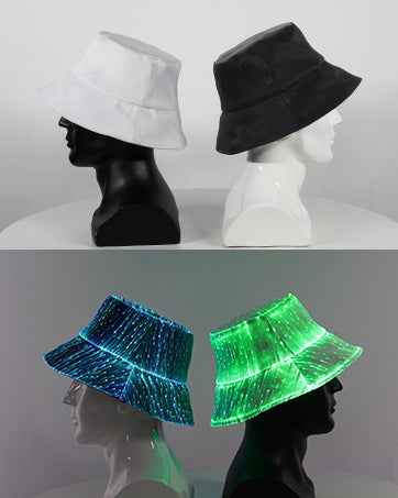 Fashionable Led Mutil-Color Luminous Glowing Hat Fiber Optic Cyberpunk Luminous Bucket Hat