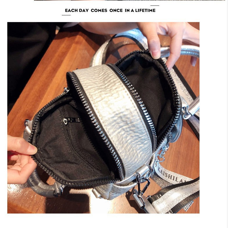 Genuine Leather Boston Bag with Embroidery - Medium