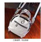 Genuine Leather Boston Bag with Embroidery - Medium