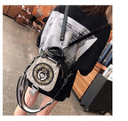 Genuine Leather Boston Bag with Embroidery - Medium