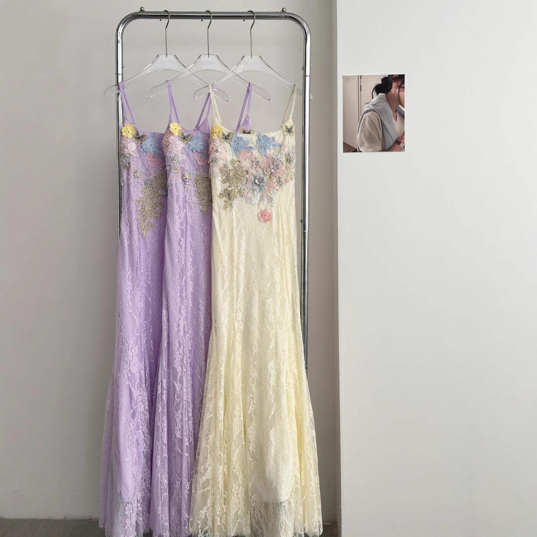 Yuji Girl Flower Lace Mesh - Fishtail dress 2025 Summer SS69