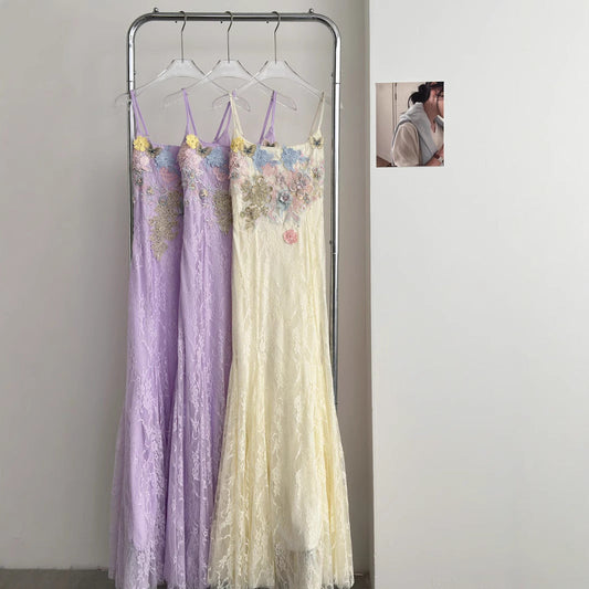 Yuji Girl Flower Lace Mesh - Fishtail dress 2025 Summer SS69