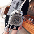 Super Hot Hot Rhinestone Backpack Women's 2025 New Fashion Women's Backpack High-end Genuine Leather Crossbody Bag Light Luxury