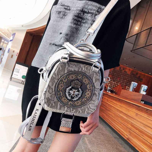 Super Hot Hot Rhinestone Backpack Women's 2025 New Fashion Women's Backpack High-end Genuine Leather Crossbody Bag Light Luxury