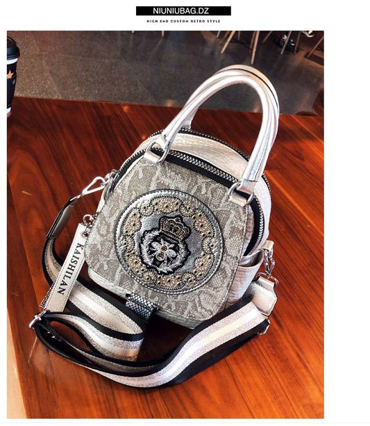 Super Hot Hot Rhinestone Backpack Women's 2025 New Fashion Women's Backpack High-end Genuine Leather Crossbody Bag Light Luxury