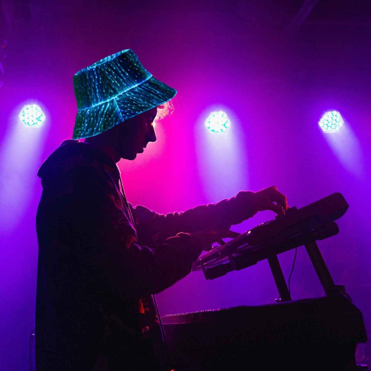 Fashionable Led Mutil-Color Luminous Glowing Hat Fiber Optic Cyberpunk Luminous Bucket Hat