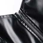 Punk Faux Leather Cropped Jacket with Rivets - Women's Streetwear