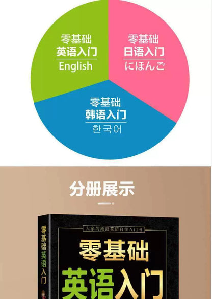 Zero Basic Self-study Japanese,English,Korean Easy to Learn Japanese Words Teaching Material Book for Beginer SS69