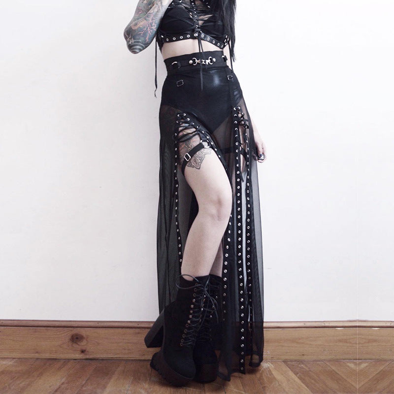 Punk Faux Leather Cropped Jacket with Rivets - Women's Streetwear