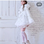 Godivana Faux Rabbit Fur Cape Coat with Rhinestone Bow