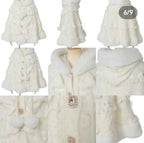 Japanese Sweet Soft Thick Women's Double-Layer Big Ribbon Hooded Knitted Cloak 3 Colors Autumn and Winter Ponchos Warm Jacket